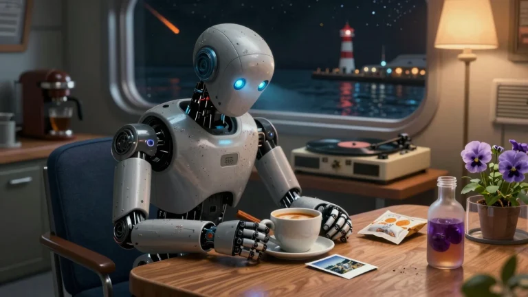 记忆的港口：机器人与阿栗在星际航标灯下的相遇